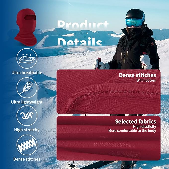 YESLIFE UPF 50+ Balaclava Ski Mask, Motorcycle UV Protector, Motorcycle Helmets Face Mask for Men and Women