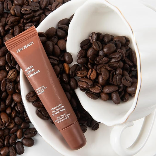 ESW Beauty Mocha Coffee Smoothie Lip Treatment – Rich Mocha & Fresh Coffee with Shea Butter & Peptides for Smoother, Softer Lips
