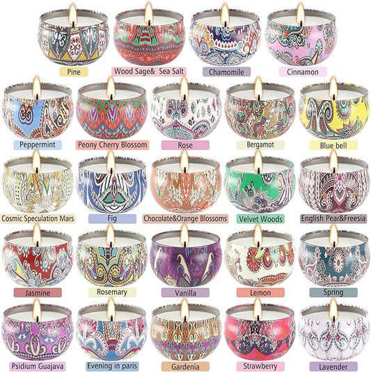 24 Pack Scented Candles Set for Home, Relaxing Stress Relief, Aromatherapy - Natural Soy Wax and Fragrance - Gifts for Women, Mom, Best Friend, Wife, Birthday