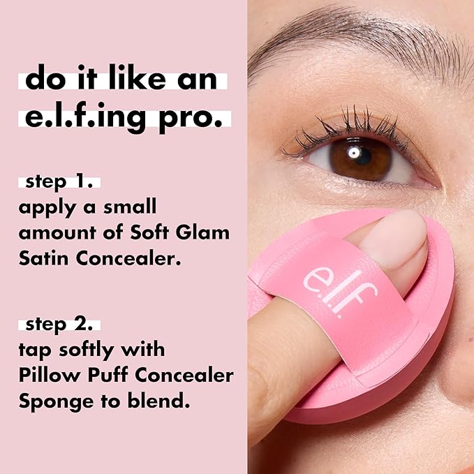 e.l.f. Pillow Puff Concealer Sponge, Beauty Blender For Streak-Free, Even, Makeup Application With Airbrushed Finish, Latex-Free, Vegan & Cruelty-Free