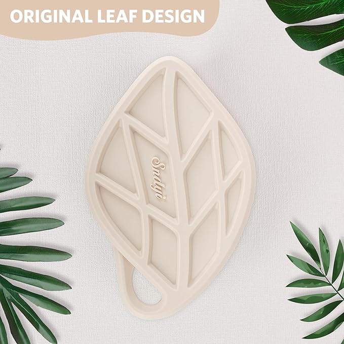Sndyi Silicone Body Scrubber, Gentle Exfoliating Body Scrubber for Sensitive Skin, Leaf Shaped Shower Scrubber for Body with Lathering Bristles, Silicone Loofah Body Brush for Showering, Oatmeal