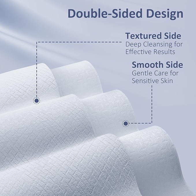 Ourmed Life Face Towels, Disposable Biodegradable Clean Face Wipes for Sensitive Skin, Lint- free Facial Towels for Women Cleansing, Skincare and Makeup Remover, Dry Wipes,100 Count EF Texture