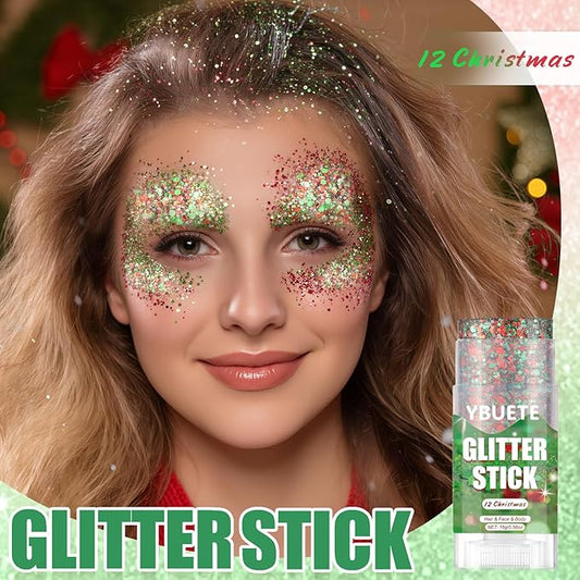 Christmas Face and Body Glitter Stick for Sparkling Makeup, Hair Glitter Accessories for Women, Highlighting Stick for Fairy Dust Makeup, Cheerful Face Glitter for Festive Parties and Carnivals