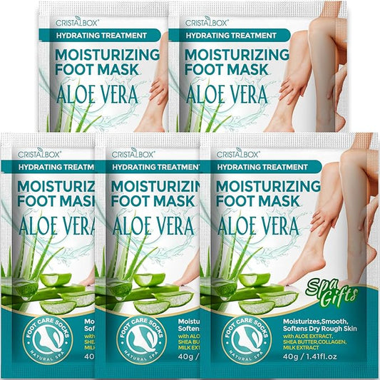 Moisturizing Foot Mask 5 Pack,Hydrating Foot Masks for Dry Cracked Feet,Moisturizing Socks Dry Skin Moisturizer for Soft and Smooth Touch Feet,Foot Care Spa Gifts for Women Men Stocking Stuffers