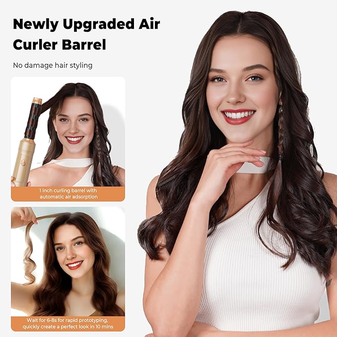 5 in 1 Blow Dryer Brush Set, Hot Air Styler Negative Ion Air Curling Wrap Air Curler, Round Brush Blow Dryer Curling Iron Hair Styling Tools Gift for Dry,Volumize, Straight,Curl,100-120V