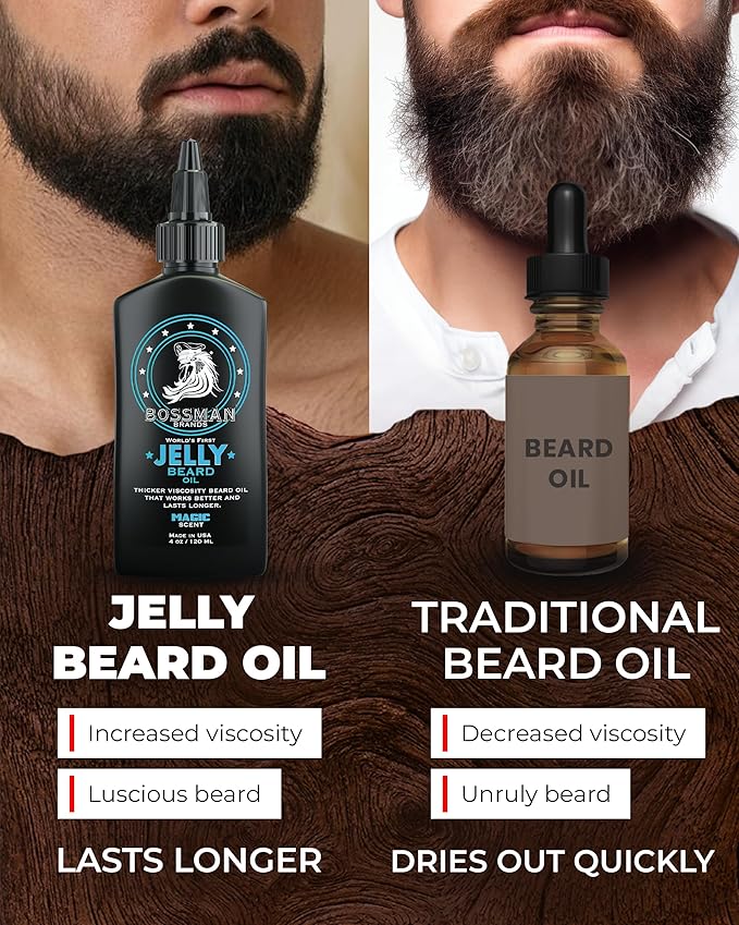 Bossman Jelly Beard Oil for Men - 3 Pack (12 oz in Total, Magic Scent) – Softens, Moisturizes & Conditions with Natural Ingredients