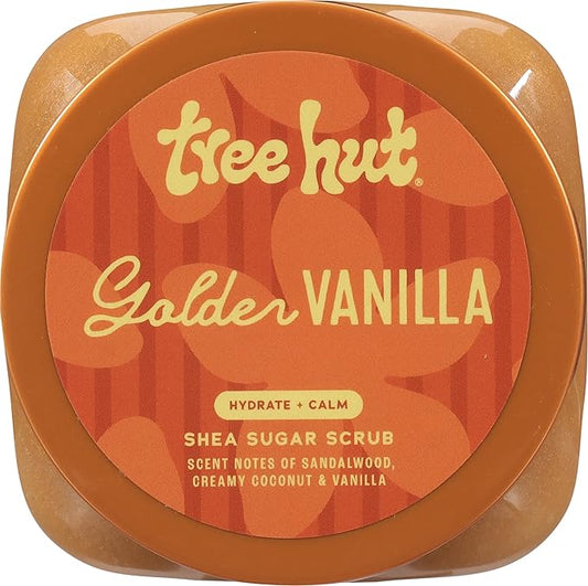 Tree Hut Golden Vanilla Shea Sugar Scrub, Exfoliating, Hydrating & Moisturizing Body Scrub with Shea Butter & Natural Oils, Smooth & Soften Skin, Polishing Exfoliant for Radiant Skin, 18 oz