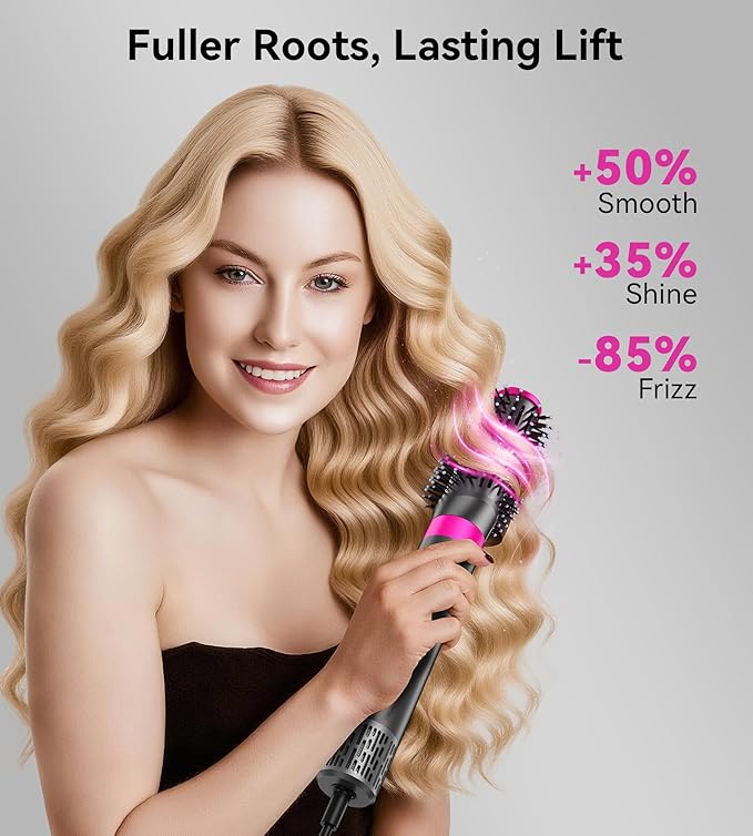 6 in 1 High-Speed Hair Dryer Brush, 110,000 RPM Powerful Hot Air Styler with Auto-Wrap Curlers, Straightener & Volumizing Tools, Fast Drying, Frizz-Free Styling with Travel Storage Bag