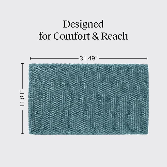 Kitsch African Net Sponge – Exfoliating Body Scrubber for Cleansing & Gentle Daily Exfoliation – Stretchable Bath Sponge for Hard-to-Reach Areas, Long-Lasting Shower Essential - Aqua Grey, 3 Pcs