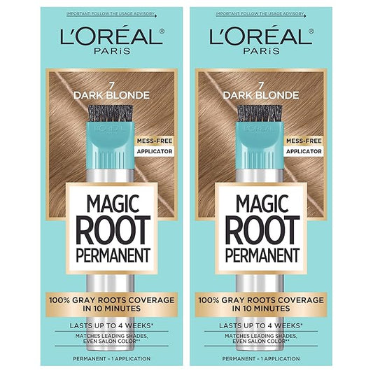 L’Oréal Paris Magic Root Permanent Hair Color, 10 Minute Hair Dye Kit to Rescue Roots with 100% Gray Hair Coverage, 7 Dark Blonde, 2 Pack (Packaging May Vary)