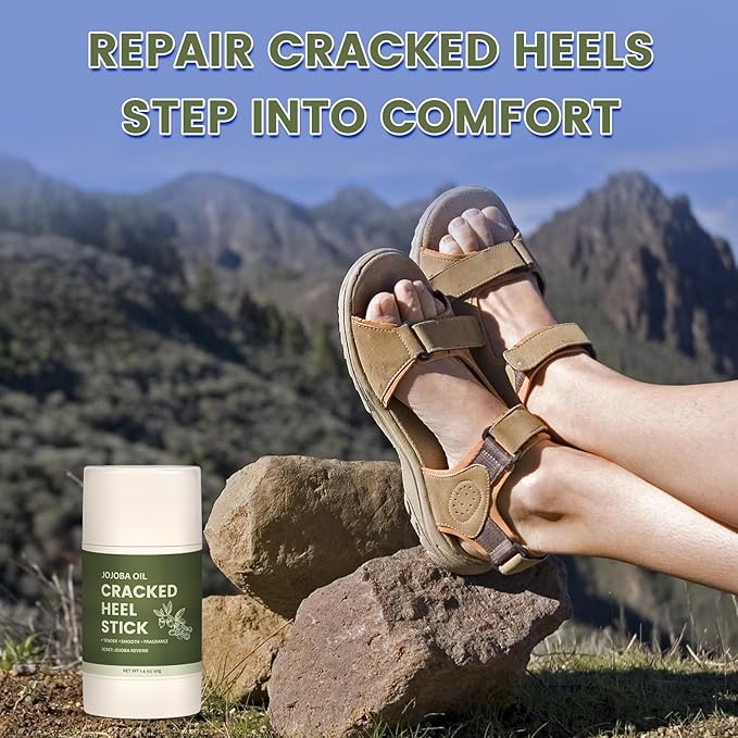 2 Pcs Cracked Heel Treatment & Repair Stick Set (Foot Balms + Heel Socks) – Jojoba Oil Infused cracked heel stick Balm for Dry, Cracked Heels – No-Mess Applicator, Travel-Friendly