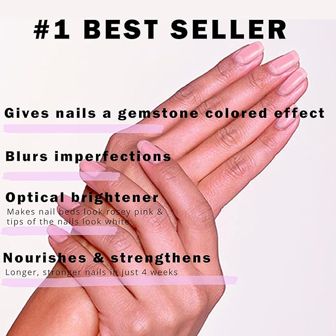 Perfect Formula Ruby Pink Gel Coat - Nail Strengthener, Keratin Nail Treatment, Gemstone Pink Gel Nail Polish - Nail Strengthener for Damaged Nails - Made In The USA .60 fl oz.