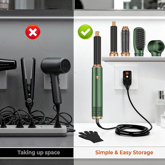 5 in 1 Blow Dryer Brush Set,Hot Air Styler Negative Ion Air Curling Wrap Air Curler, Round Brush Blow Dryer Curling Iron Hair Styling Tools Gift for Dry,Volumize, Straight,Curl,100-120V