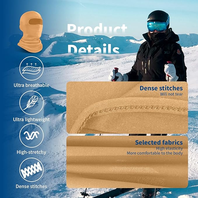 YESLIFE UPF 50+ Balaclava Ski Mask, Motorcycle UV Protector, Motorcycle Helmets Face Mask for Men and Women