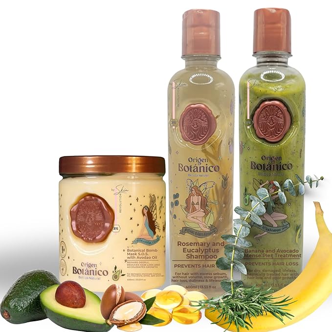 Ritual Botánico Keratina Orgánica | Treatment to Straighten, Repair and Relax Hair | All Natural, Organic & Vegan Ingredients | Product of Colombia (3 Piece Kit-Grasa Shampoo)