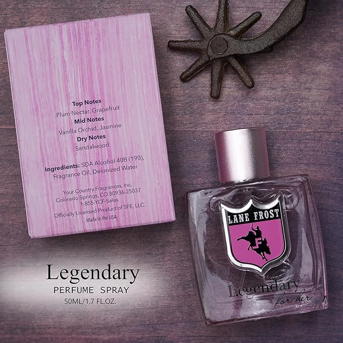 Lane Frost Legendary For Her Perfume - Western-Inspired Women’s Fragrance with Plum, Vanilla, and Amber - Long Lasting Feminine Perfume Spray - Modern Floral Scent for the Confident Cowgirl