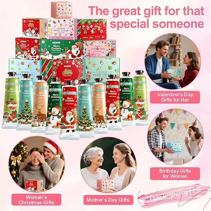 10 Pack Christmas Hand Lotion Gifts Set，Moisturizing Hand Cream for Women, Mini Travel Size Holiday Gifts, Stocking Stuffers & Bulk Gifts for Christmas Appreciation 30ml