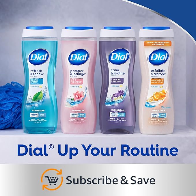 Dial Body Wash, Refresh & Renew Spring Water, 23 Fl Oz (Pack of 3), Hydraclean Complex & Vitamin E, Gentle, Leaves Skin Feeling Nourished, Dermatologist-Tested, No Parabens & Sulfates