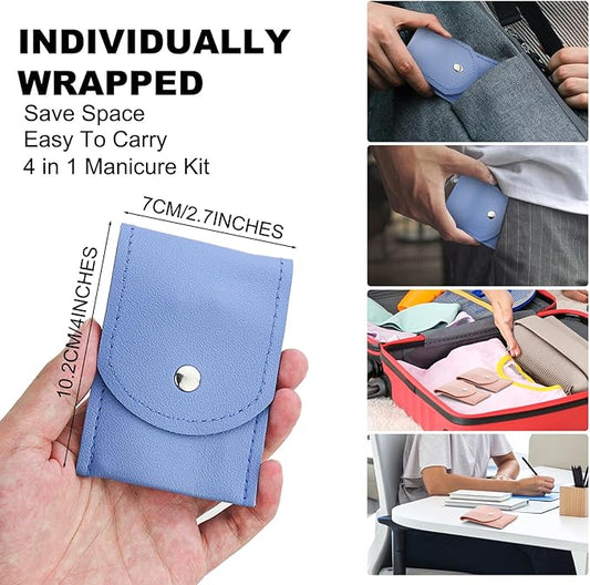 100 Sets Finger Nail Clipper Set Bulk,4 in 1 Adult Stainless Steel Travel Manicure Kit with Case Individually Wrapped Nail Clippers Bulk for Homeless,Hotel,Charity(2 Colors)