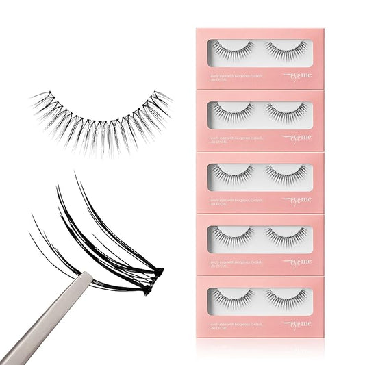 EYEME Cutting Eyelash NO.W33 – 5 Set Pack, Premium Cluster Lashes with W-Shaped Design for a Wide & Lifted Eye Look, Customizable & Lightweight for a Natural Finish,Glue Not Included, K-Beauty