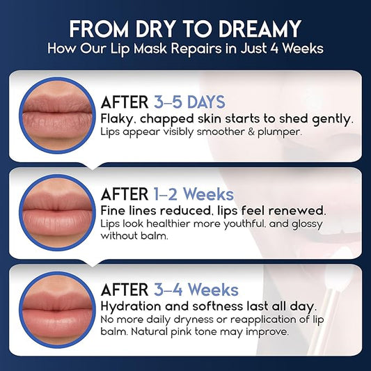 Lip Mask Overnight with Hyaluronic Acid & Collagen, Lip Sleeping Mask for Dry Cracked Lips, Moisturizing, Hydrating, Exfoliating Night Treatment for Lip Care (Peach) (0.7, Berry)