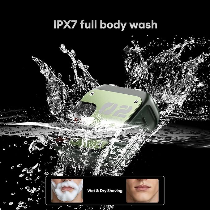 PAXA Mini Electric Shaver for Men,9000Rpm Electric Razor for Men,Magnetic Dual-Head Rotary Pocket Shaver IPX7 Waterproof Wet & Dry for Shaving Face,USB-C Rechargeable for Home,Car,Travel(Green)