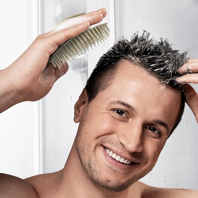 2 PC Scalp Massager Shampoo Brush, Scalp Scrubber & Exfoliator for Dandruff Removal, Wet & Dry Hair and Detangler for Men and Women, Suitable for Short Medium Hair (Natural)