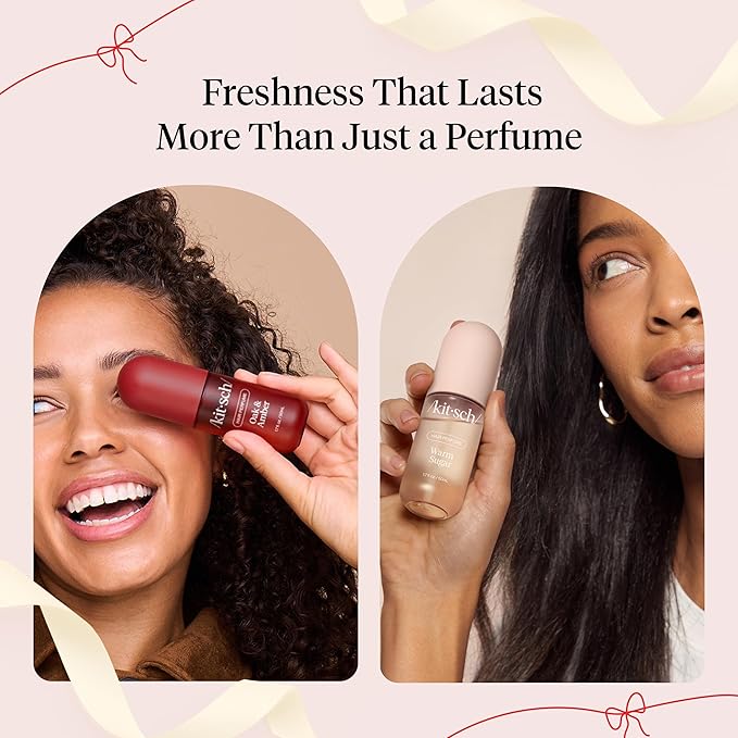 Kitsch Hair Perfume for Women- Warm Sugar and Oak & Amber | Clean, Deodorizing & Patented Odor-Eliminating Technology Hair Spray & Body Mist- Freshen Hair, Pillows | Ideal Gifts for Women - 50mL, 2pcs