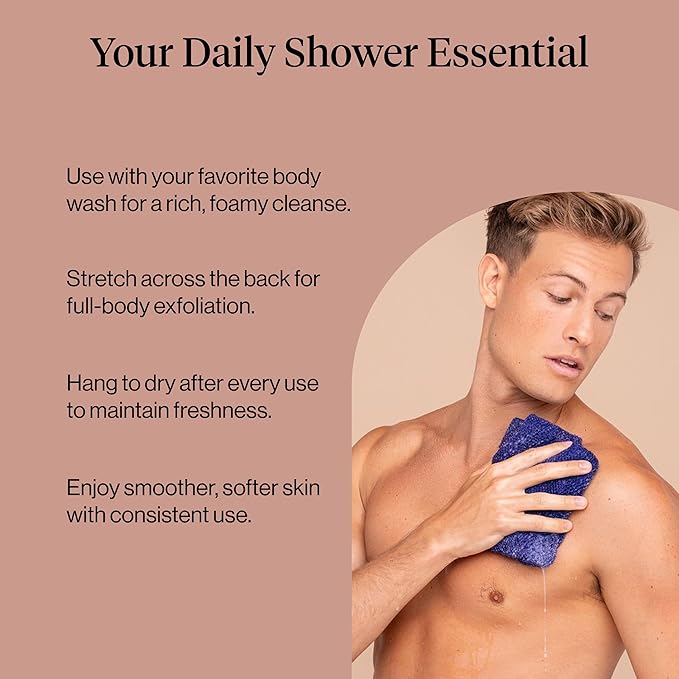 Kitsch African Net Sponge – Exfoliating Body Scrubber for Cleansing & Gentle Daily Exfoliation – Stretchable Bath Sponge for Hard-to-Reach Areas, Long-Lasting Shower Essential - Ocean Blue, 3 Pcs