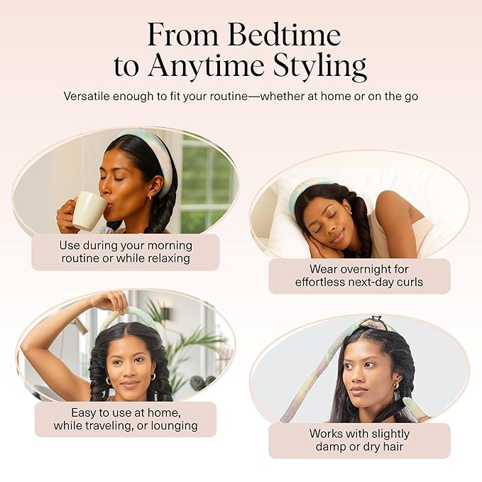 Kitsch Satin Heatless Curling Set – Heatless Curls Overnight with 34" Hair Curler & 2 Satin Scrunchies – Comfortable Hair Curlers to Sleep In for Frizz-Free, No Heat Damage Styling - Aura