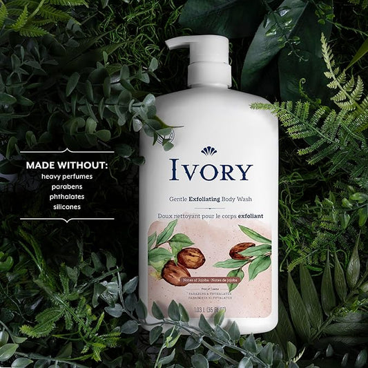 Ivory Body Wash, Designed for the Whole Family, Gentle Formula, Free of Heavy Perfumes Parabens Phthalates & Silicones, Jojoba Scent, 35 oz