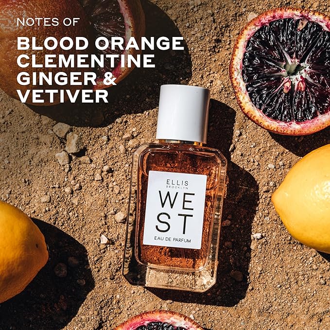 Ellis Brooklyn WEST Eau de Parfum, Citrus-Inspired Women’s Perfume with Blood Orange, Pear Blossom & Vetiver, Clean, Vegan, Cruelty-Free Fragrance, Made in the USA, 50ml / 1.7oz