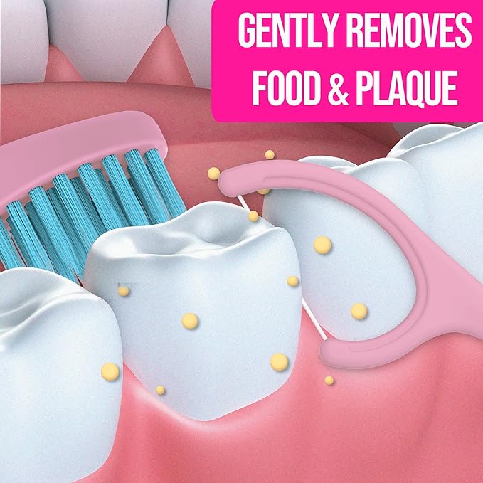 Dr. Emma Mini Brush Disposable Toothbrushes with Floss, Travel Mint Toothbrush for On-The-Go Use, 24 Packs Individually Wrapped Small Portable Toothbrush, Pink