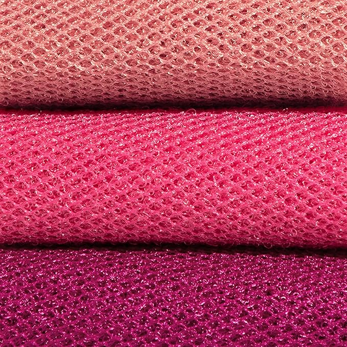 Kitsch African Net Sponge – Exfoliating Body Scrubber for Cleansing & Gentle Daily Exfoliation – Stretchable Bath Sponge for Hard-to-Reach Areas, Long-Lasting Shower Essential - Berry Pink, 3 Pcs